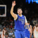 Jan 26, 2024; Atlanta, Georgia, USA; Dallas Mavericks guard Luka Doncic (77) waves to the crowd against the Atlanta Hawks in the fourth quarter at State Farm Arena. Mandatory Credit: Brett Davis-USA TODAY Sports