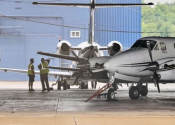 Jets are pictured at the Youngstown - Warren Regional Airport in Vienna, Ohio, Monday, June 30, 2025, where a day earlier a plane crashed on take off killing all onboard. (AP Photo/Sue Ogrocki)