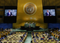 Prime Minister of Greece Kyriakos Mitsotakis addresses the 77th session of the United Nations General Assembly at U.N. headquarters, Friday, Sept. 23, 2022. (AP Photo/Jason DeCrow)
